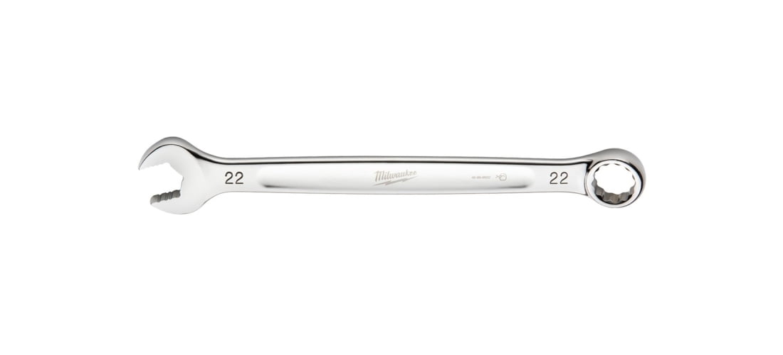 Milwaukee 45-96-9522 Combination Wrench, Metric, 22 mm Head, 11.61 in L, 12-Point, Steel, Chrome