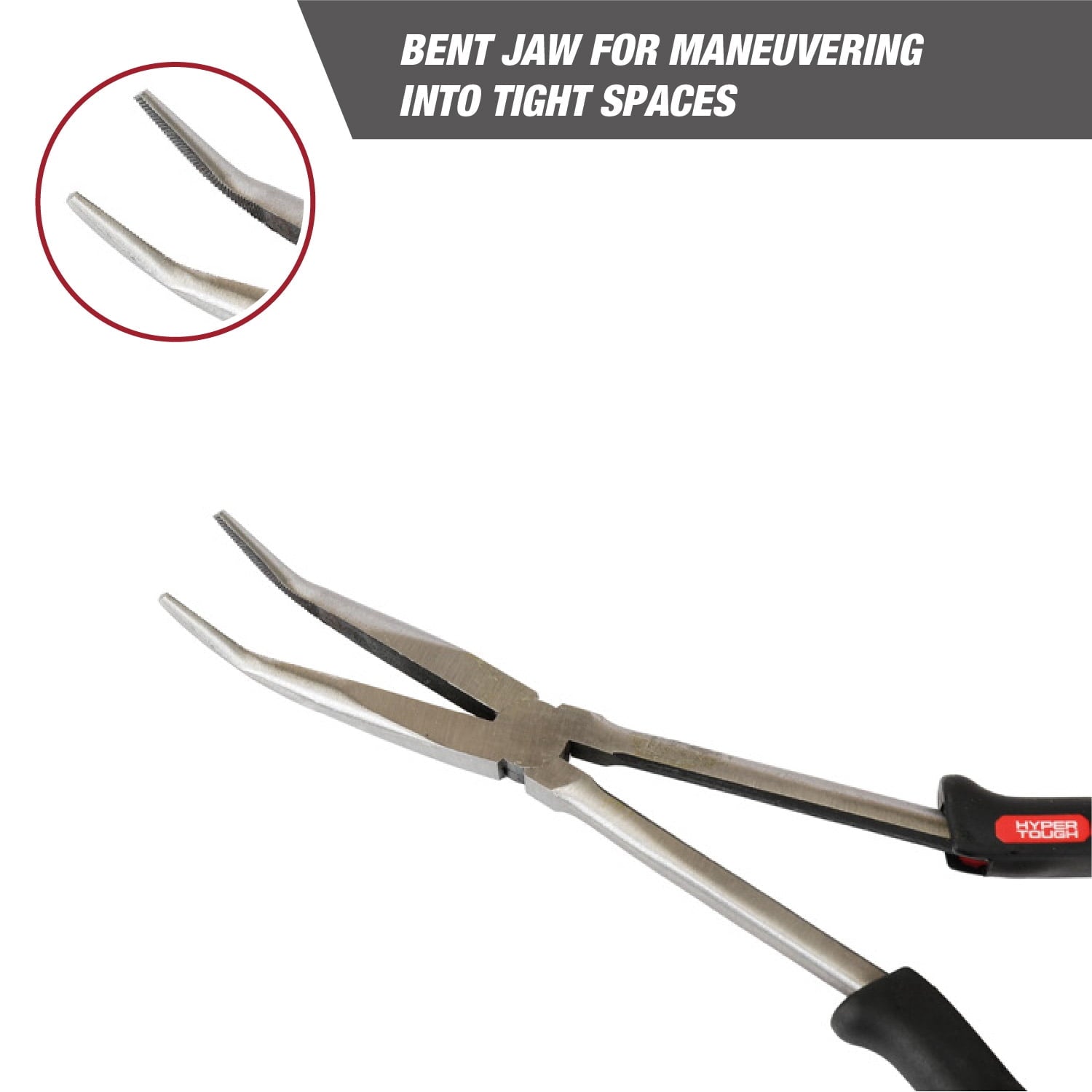 Hyper Tough 11-inch 45 Degree Long Nose Plier with Ergonomic Soft Grip Handles