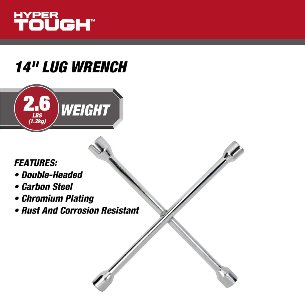 Hyper Tough 14-inch Lug Wrench with Anti-Corrosion Plating for Easy Tire Replacement