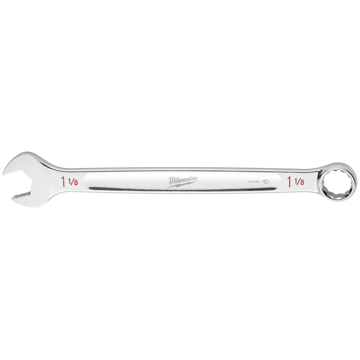 Milwaukee Tool 1-1/8 SAE Combination Wrench, 12-Point, Steel, Chrome, Ergonomic, I-Beam Handle