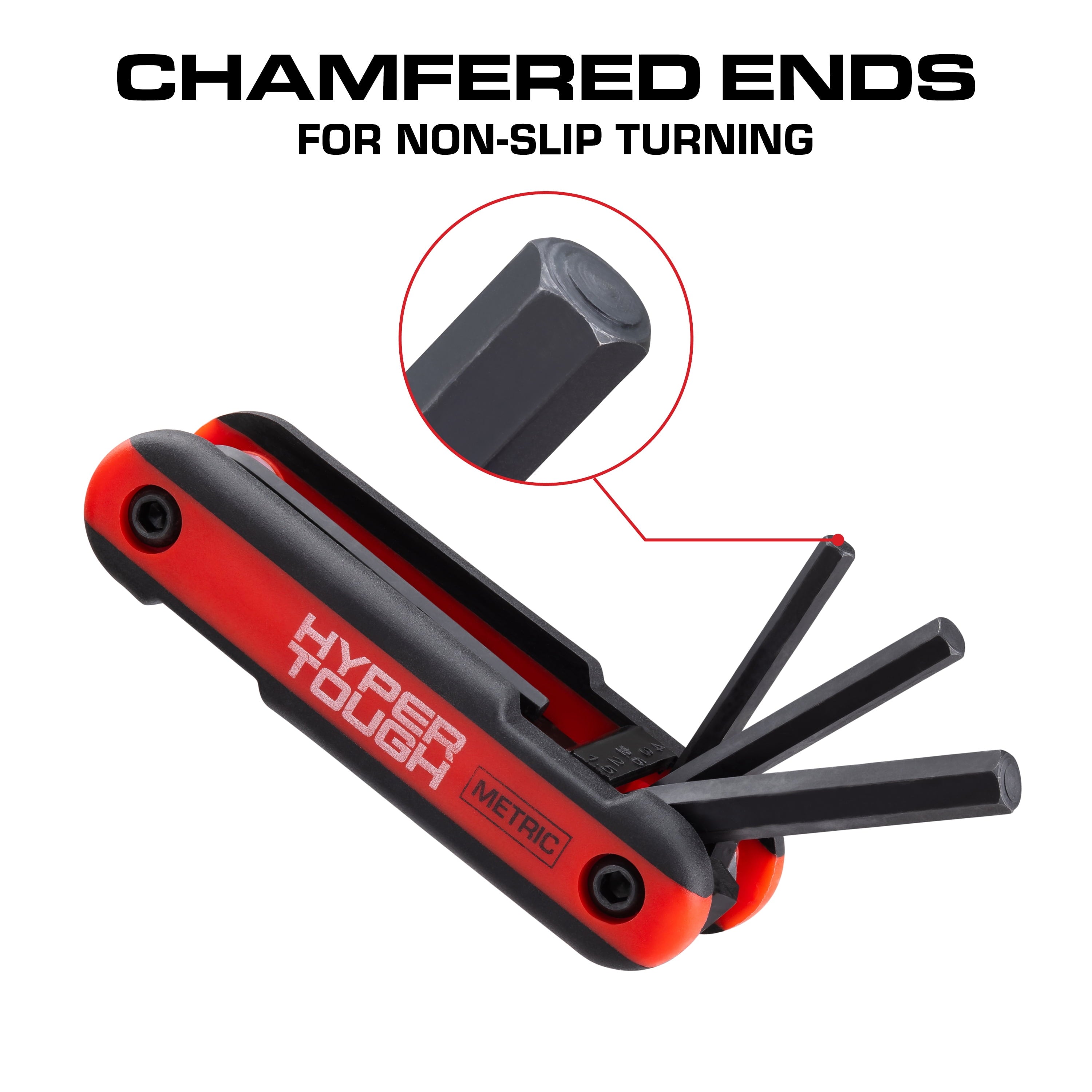 Hyper Tough Heavy-Duty Folding Metric Hex Key Set, 8 Pieces