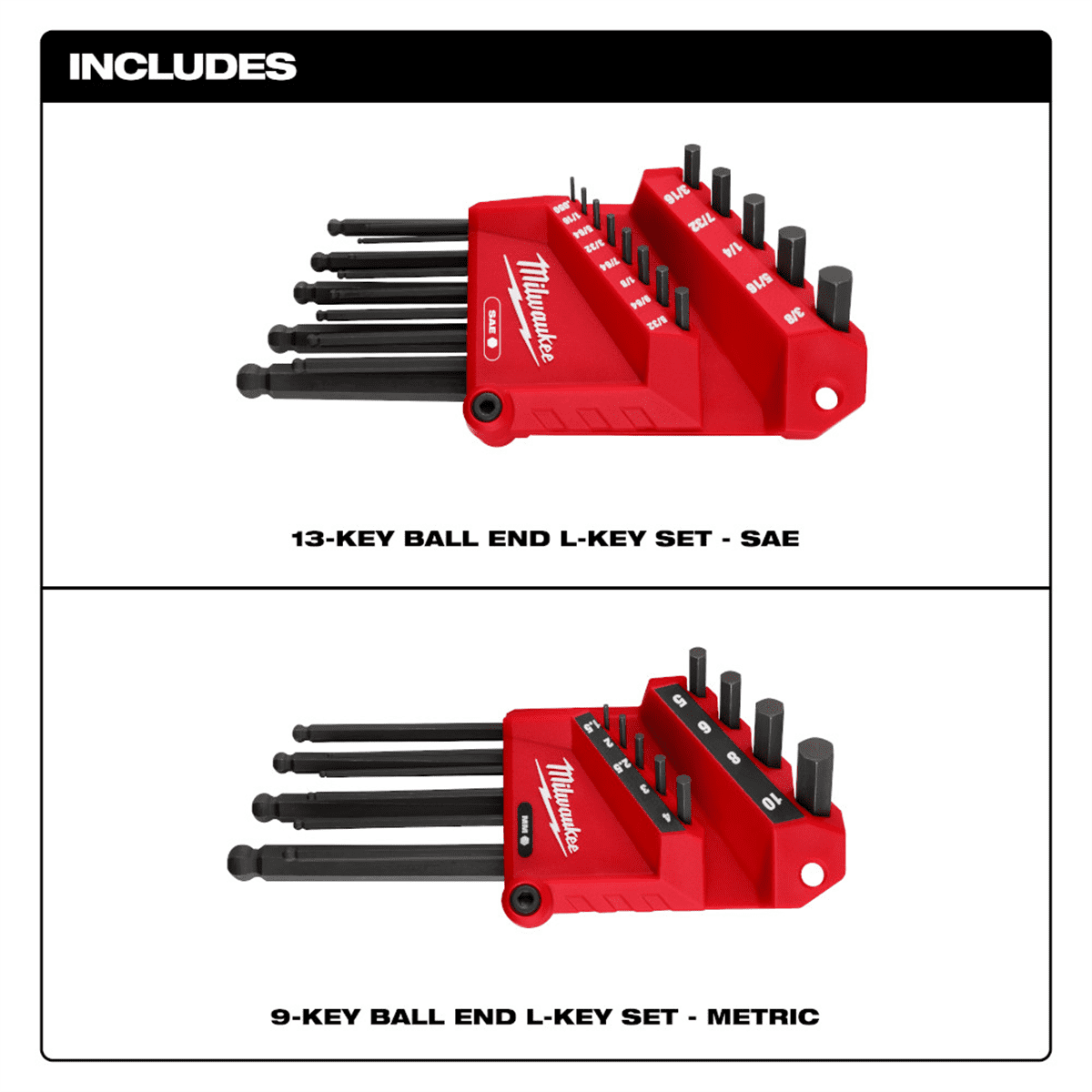 Milwaukee Tool 22-Key Ball End L-Style Hex Key Set - SAE/Metric