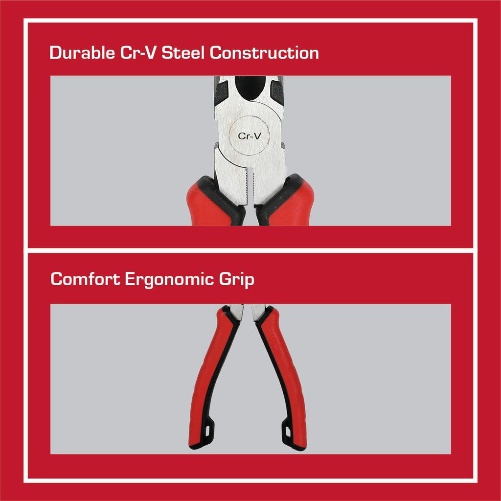 Hyper Tough 8-inch Long-nose Pliers with Dual Material Comfort Grips