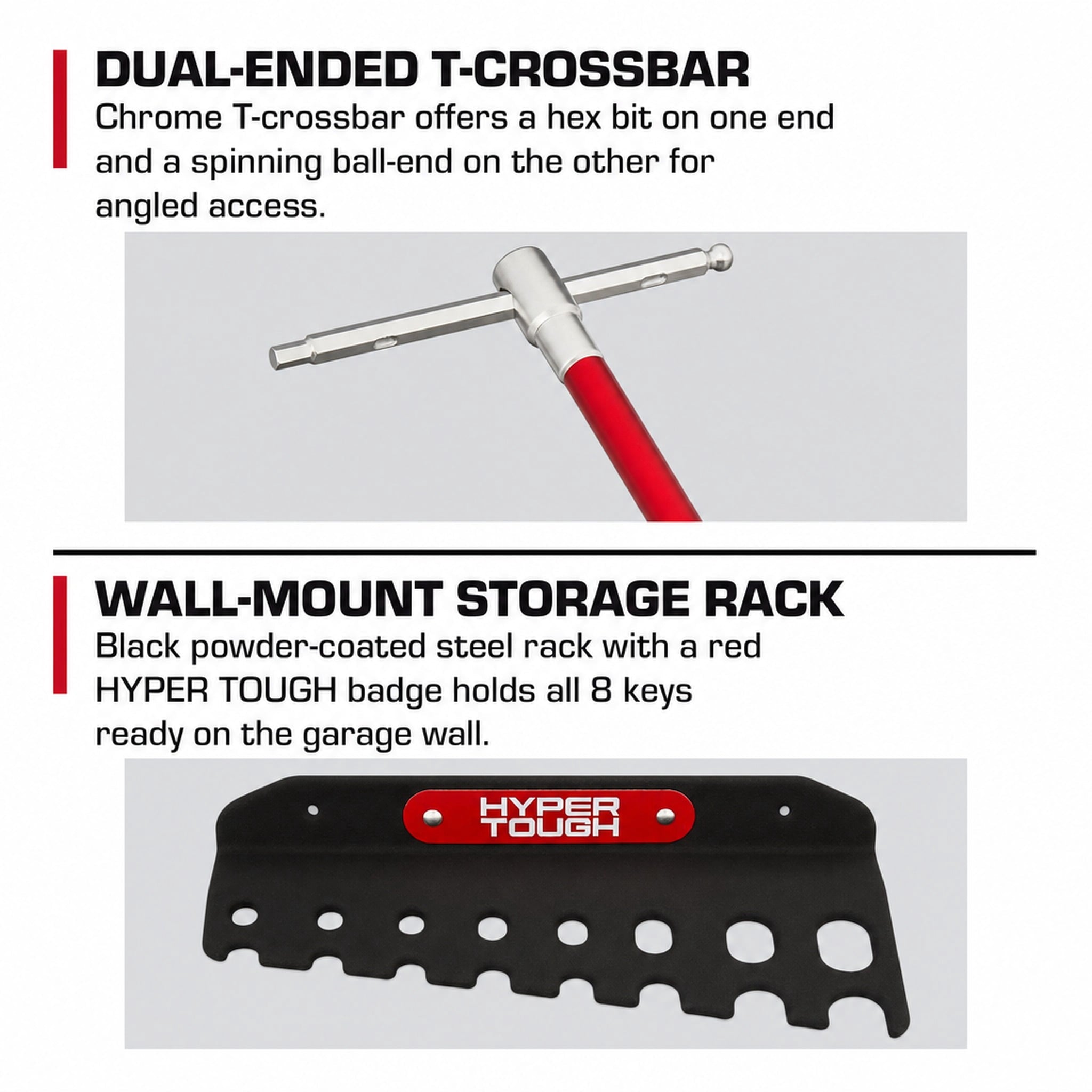 Hyper Tough Heavy-Duty T-Handle Hex Key Set, 8 Pieces