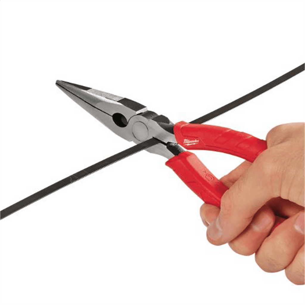 Milwaukee 48-22-6101 8-Inch Long Nose Pliers with Reaming Head and Onboard Fish Tape Pulling