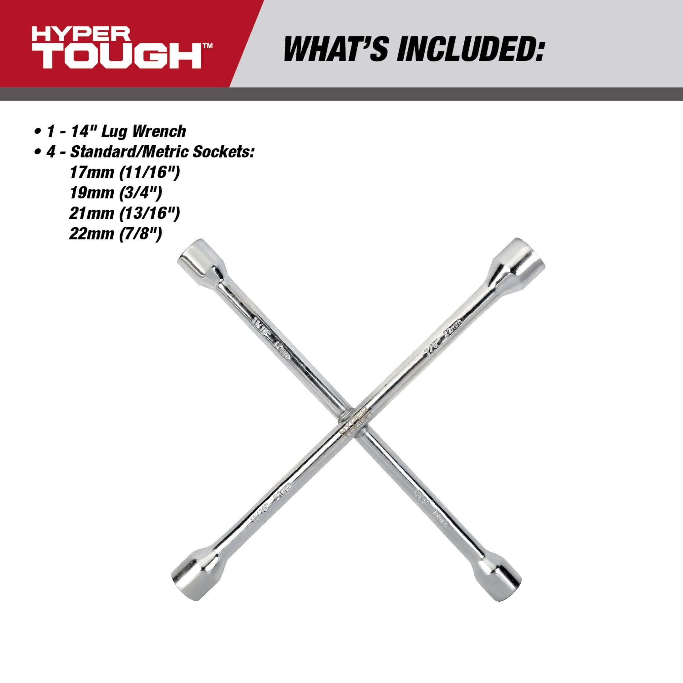 Hyper Tough 14-inch Lug Wrench with Anti-Corrosion Plating for Easy Tire Replacement