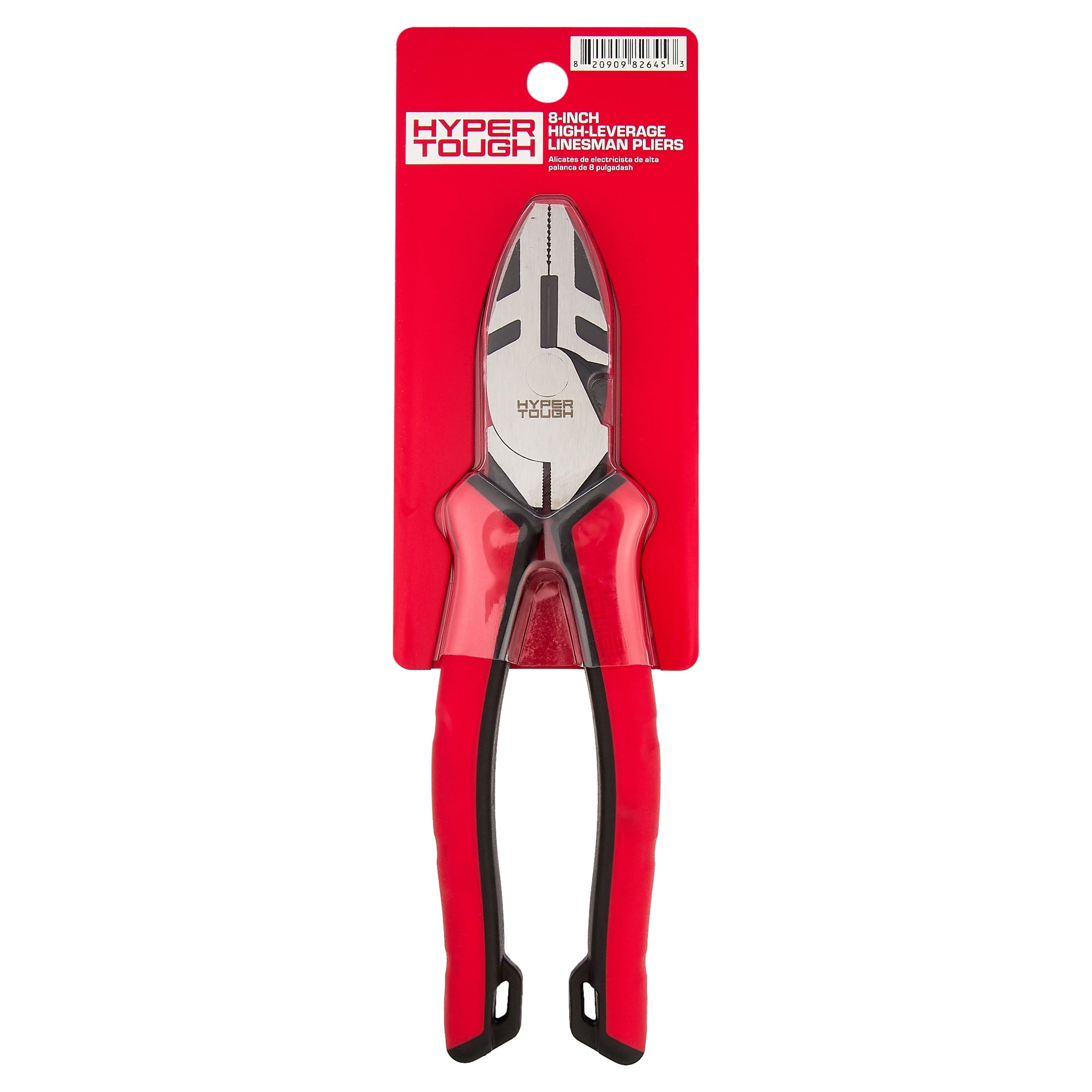 Hyper Tough 8-inch High Leverage Linesman Pliers with Dual Material Comfort Grips