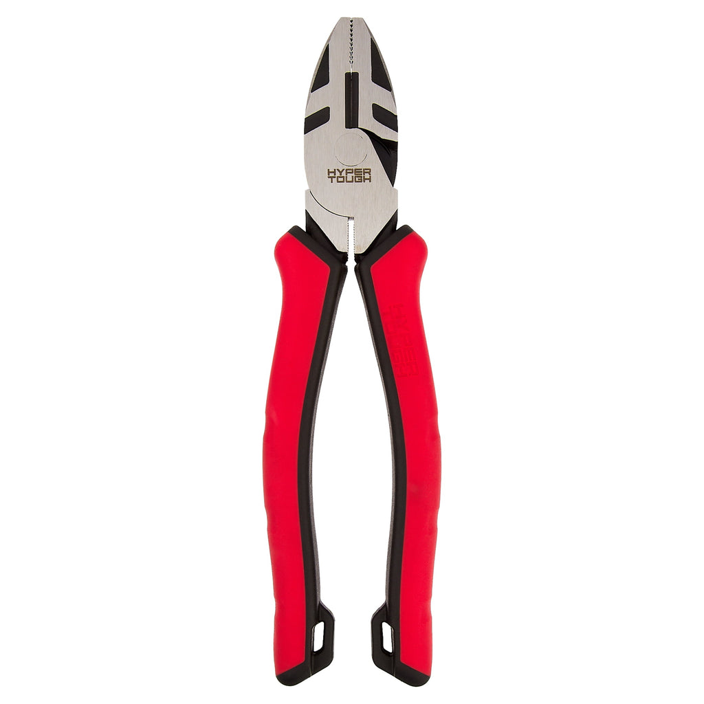 Hyper Tough 8-inch High Leverage Linesman Pliers with Dual Material Comfort Grips
