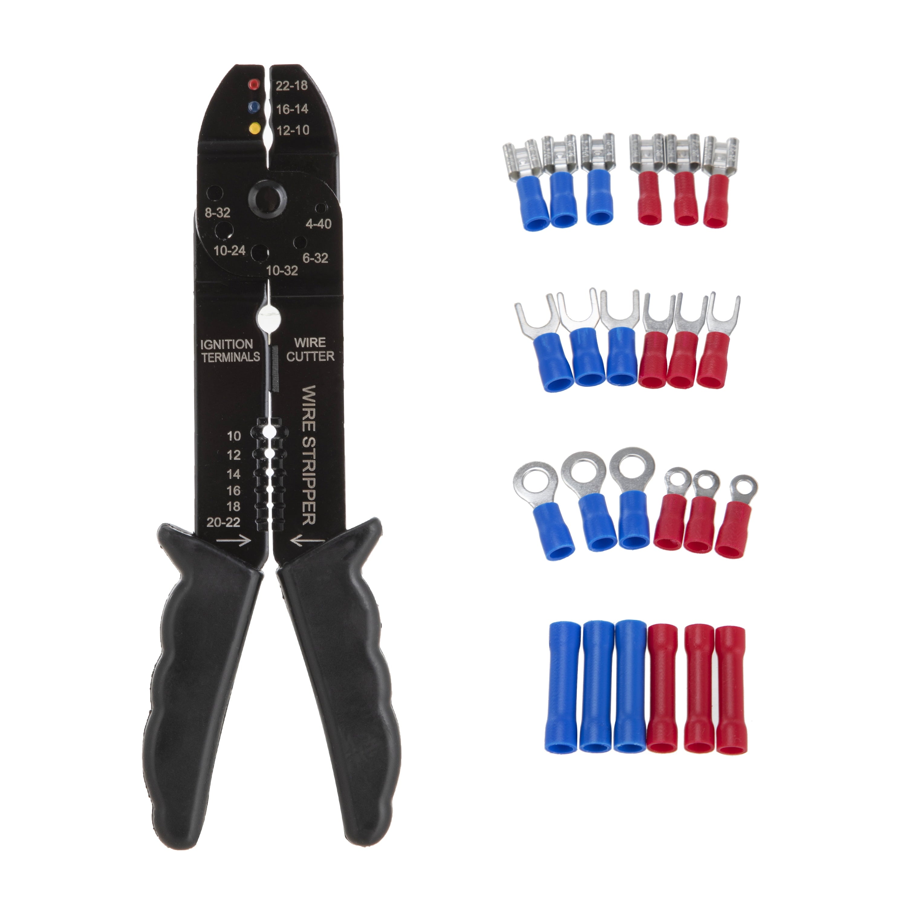 Hyper Tough Wire Stripper / Crimper and 25 Piece Terminal Set TD21802B, New, 8 oz