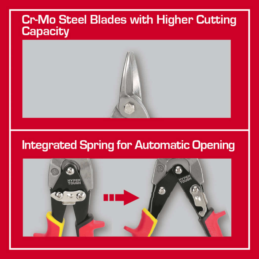 Hyper Tough Straight-Cut Aviation Snips with Cr-Mo Blades