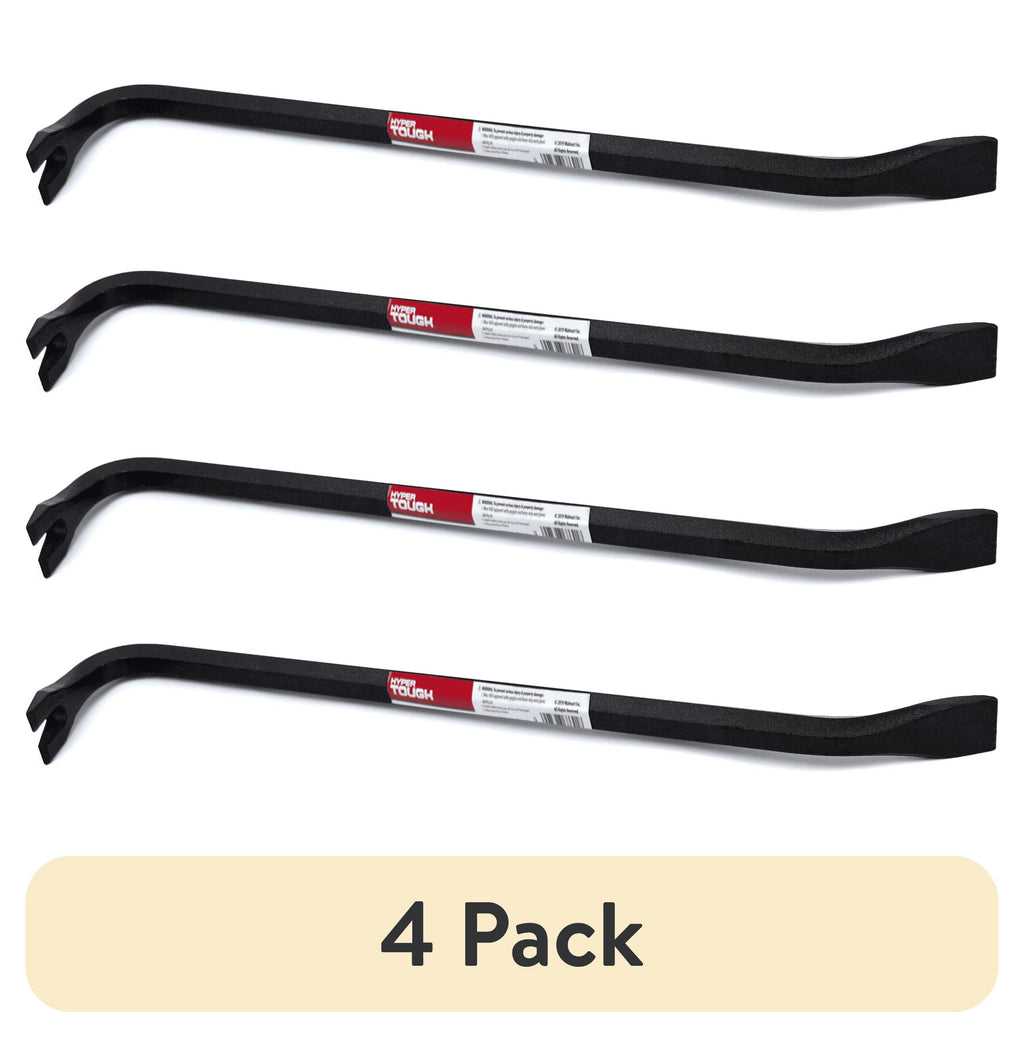 (4 pack) Hyper Tough 18” Wrecking Bar, Nail Puller and Crowbar Tool