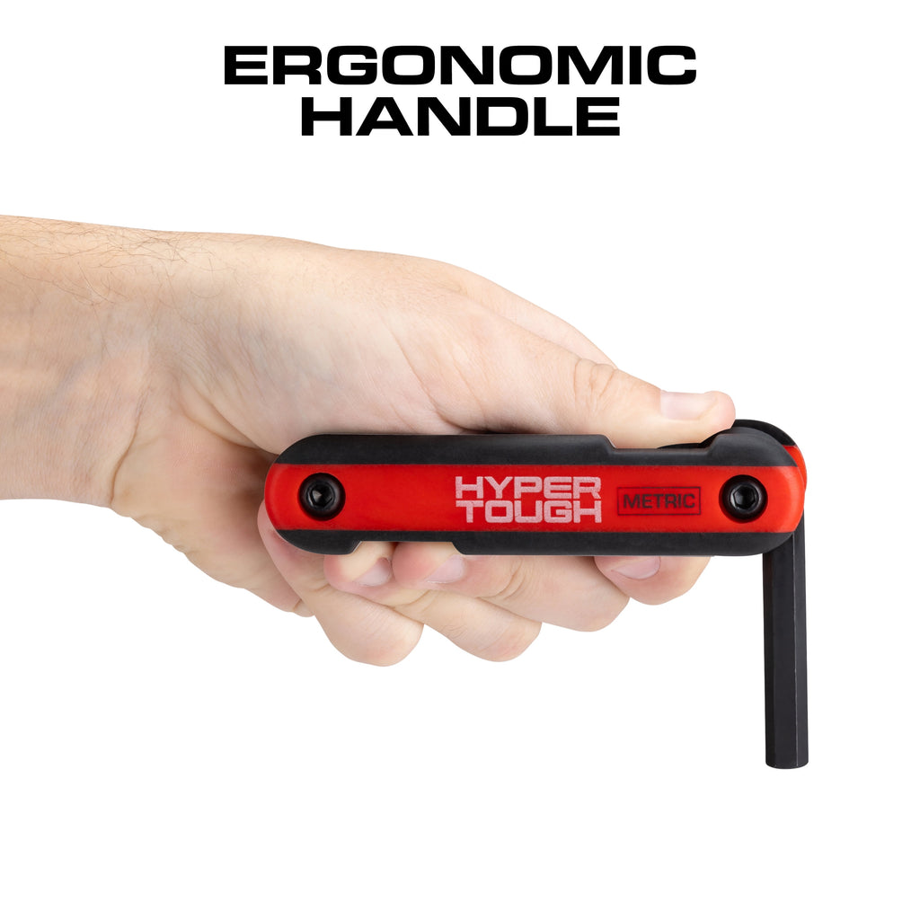 Hyper Tough Heavy-Duty Folding Metric Hex Key Set, 8 Pieces