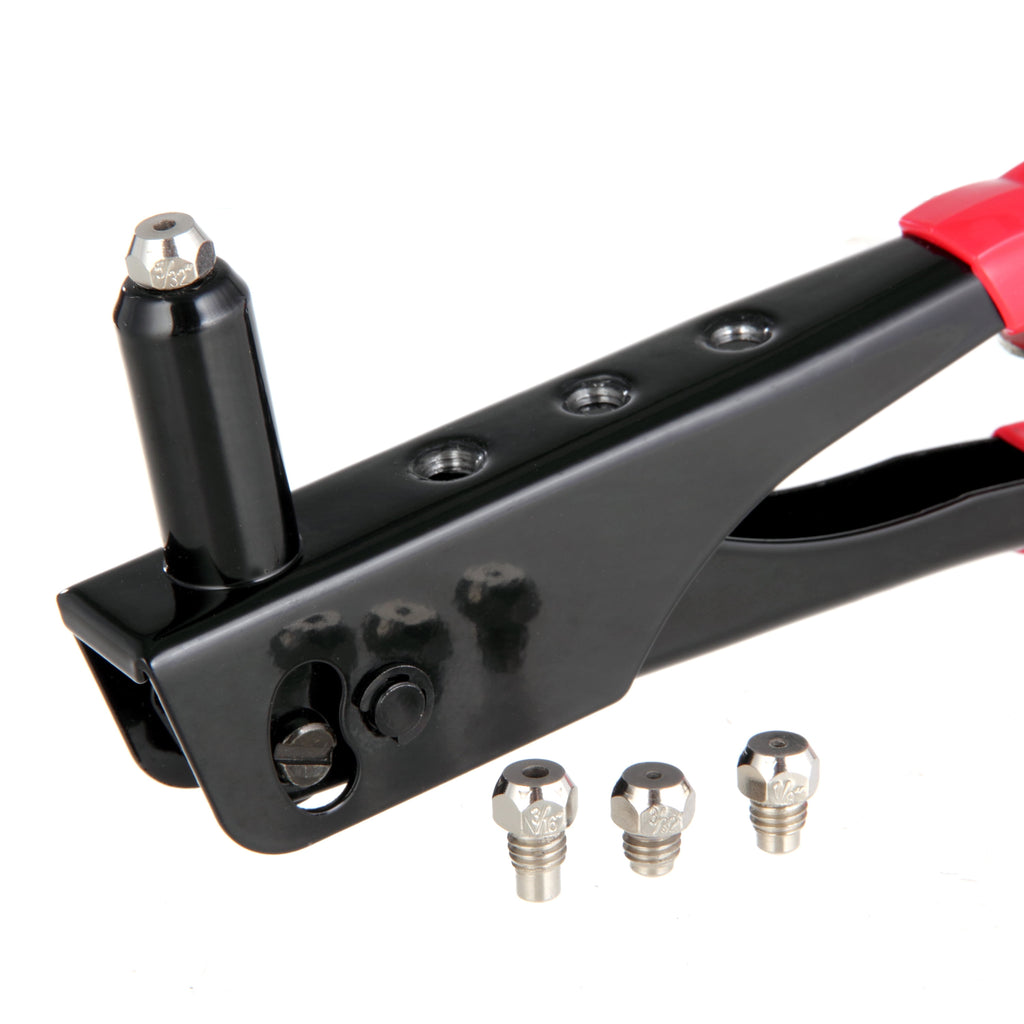 Hyper Tough 9.5 inch Rivet Tool with 40 Assorted Rivets TN12556J, Black and Red