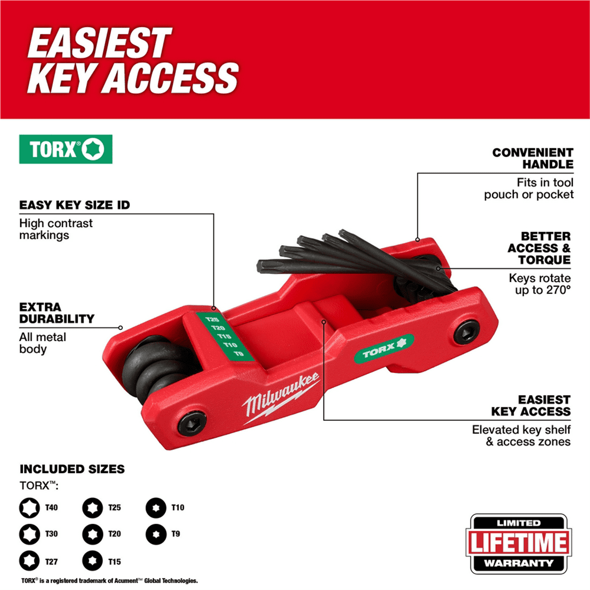 Milwaukee Tool 8-Key Folding Hex Key Set - Torx