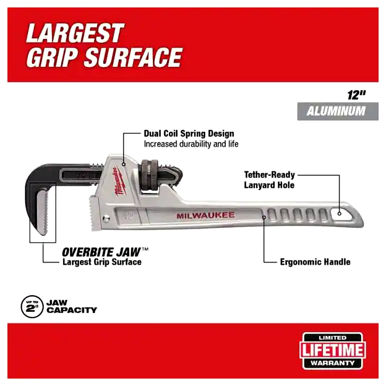 Milwaukee Tool 12&rdquo; Aluminum Pipe Wrench