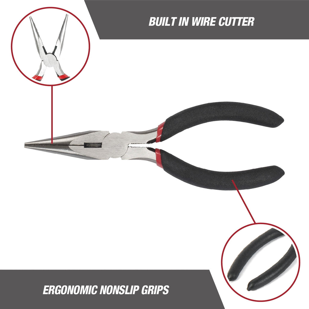 Hyper Tough 2-Piece 6-inch Pliers Set with Slip-Joint and Long Nose Pliers