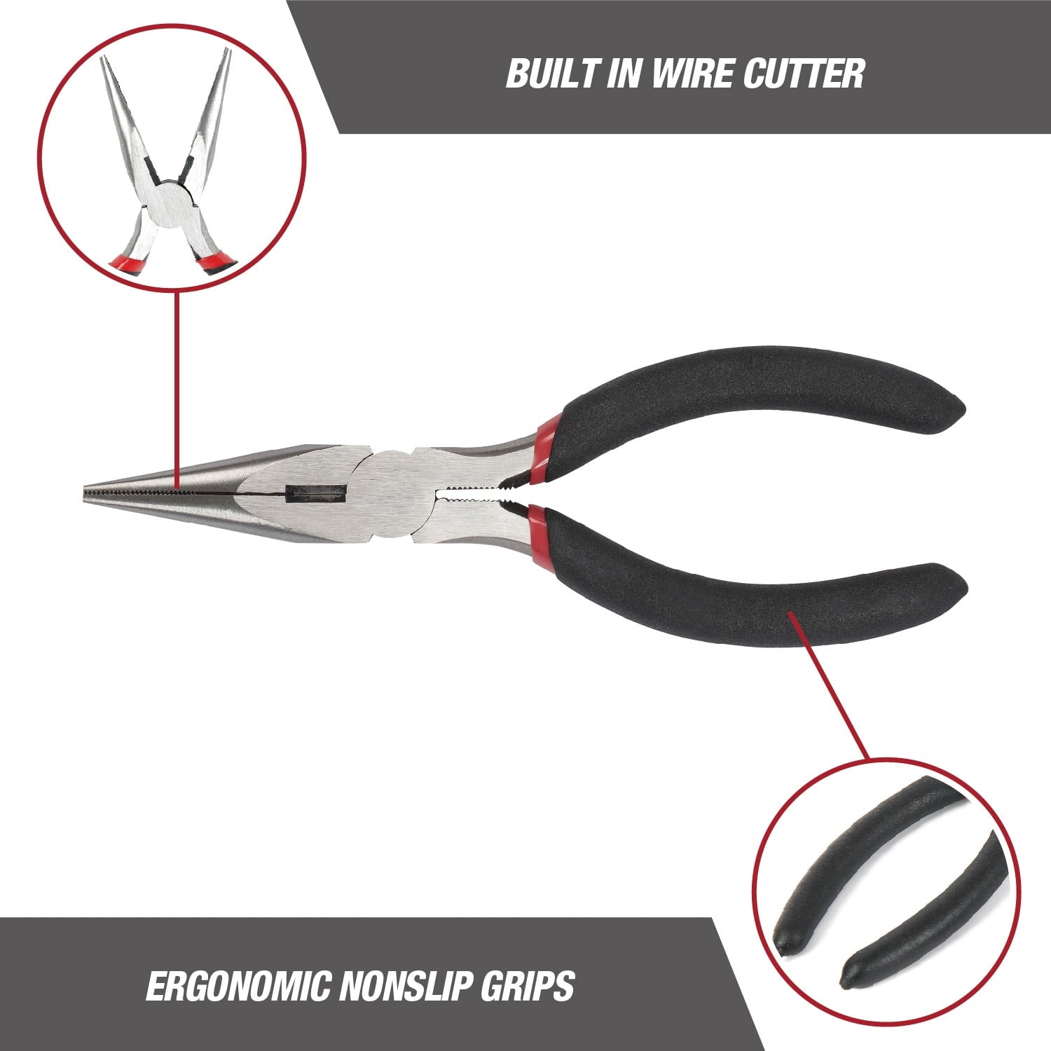 Hyper Tough 2-Piece 6-inch Pliers Set with Slip-Joint and Long Nose Pliers
