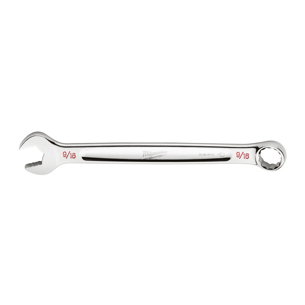 Milwaukee Tool 9/16 SAE Combination Wrench, 12-Point, Steel, Chrome, Ergonomic, I-Beam Handle