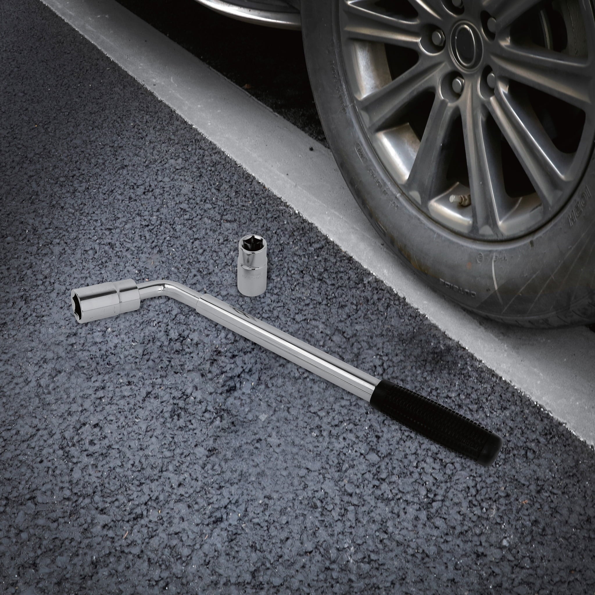 Hyper Tough Heavy Duty Extendable Lug Wrench, 15 to 22-inch Tire Iron, Chrome