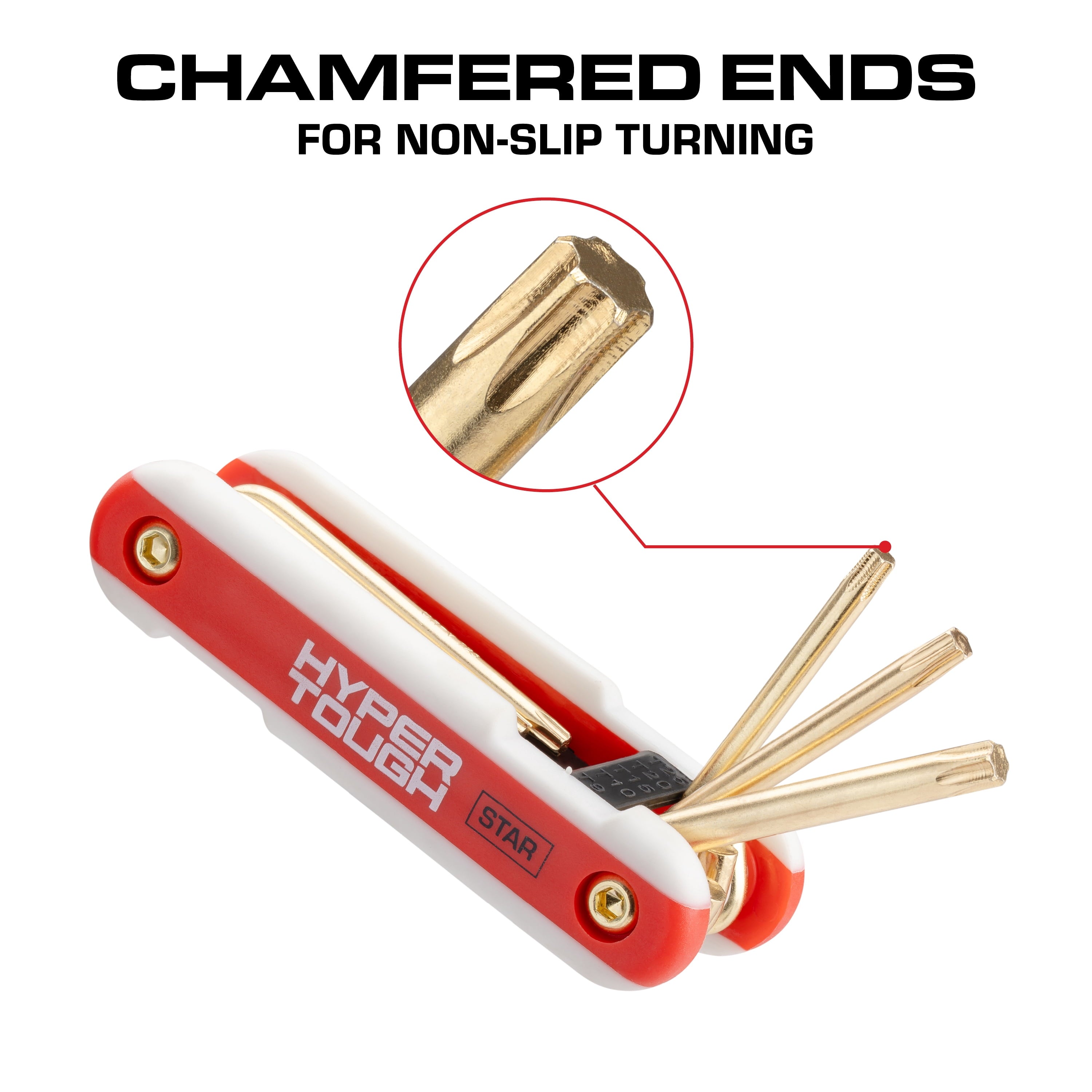 Hyper Tough Heavy-Duty Folding Star Hex Key Set, 8 Pieces