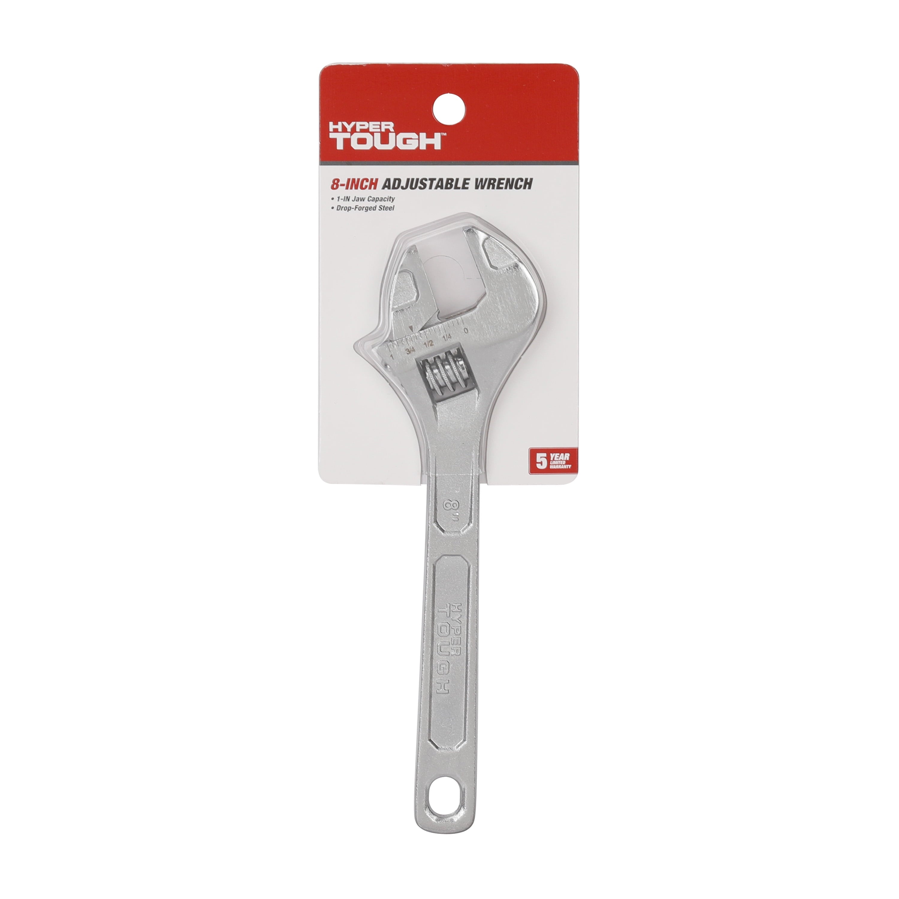 Hyper Tough 8-inch Adjustable Wrench, 1-1/4-inch Jaw Capacity