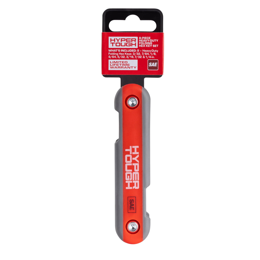Hyper Tough Heavy-Duty Folding SAE Hex Key Set, 8 Pieces