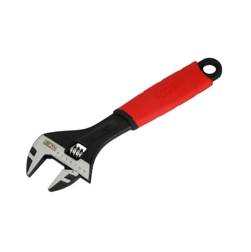 Hyper Tough 10-inch Wide Jaw Adjustable Wrench, Dual Material Comfort Grips