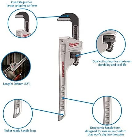 Milwaukee Tool 12&rdquo; Aluminum Pipe Wrench