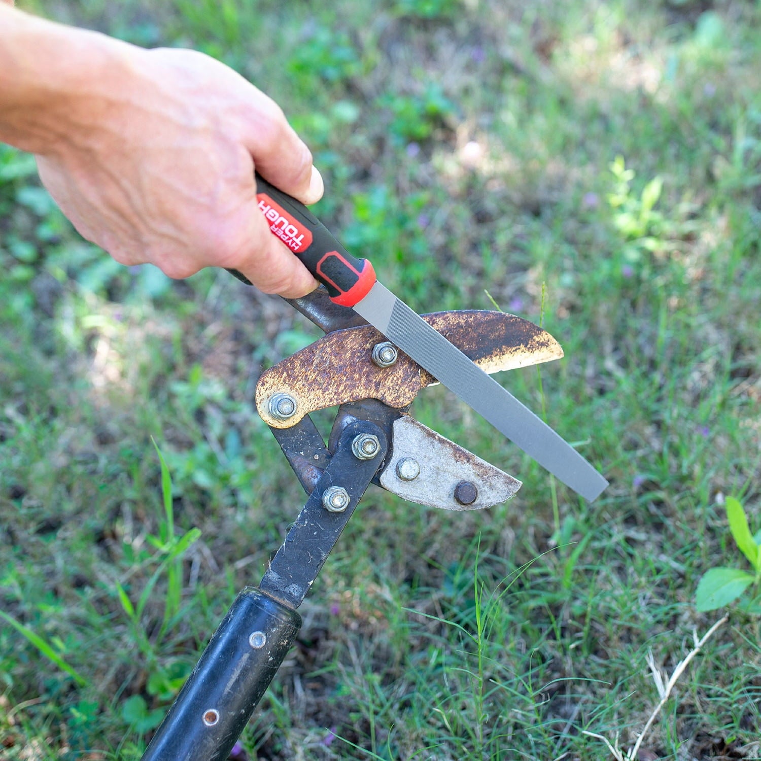 Hyper Tough 8-Inch Steel Mill Bastard File with Ergonomic Soft Grip, 2202V