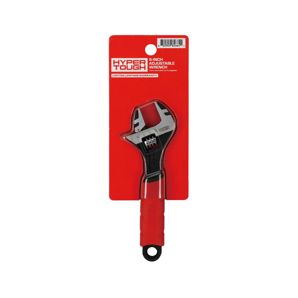 Hyper Tough 6-inch Wide Jaw Adjustable Wrench, Dual Material Comfort Grips