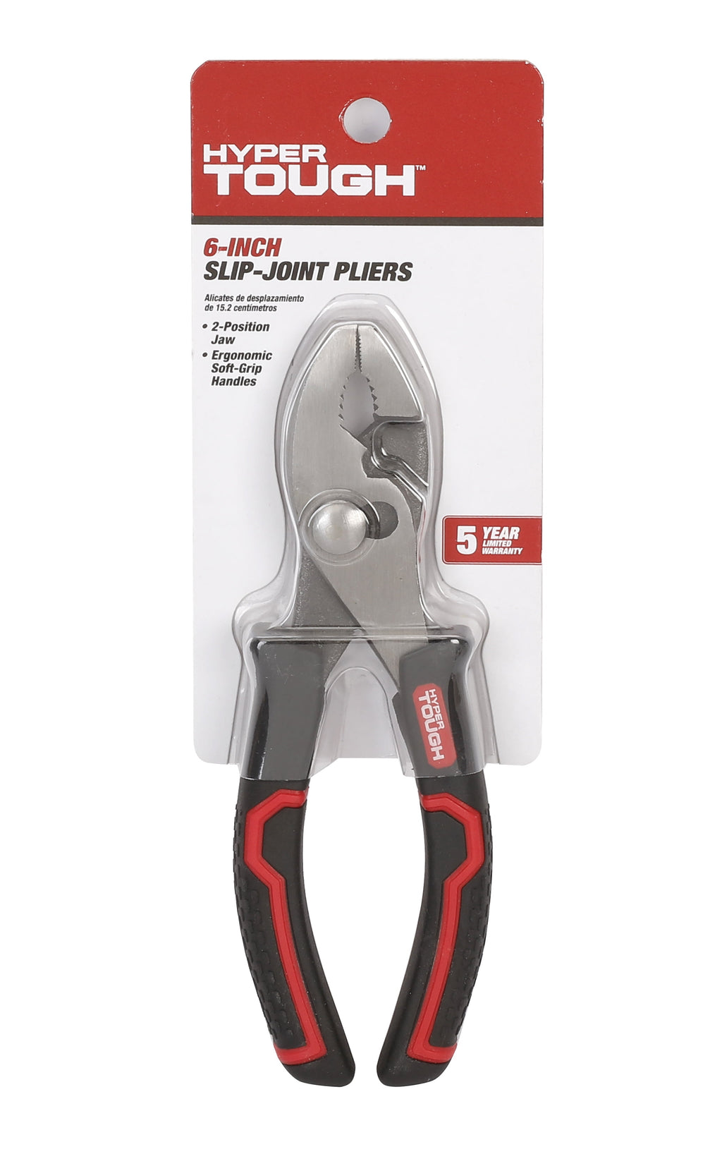Hyper Tough 6-inch Slip Joint Pliers with Ergonomic Soft Grip Handles