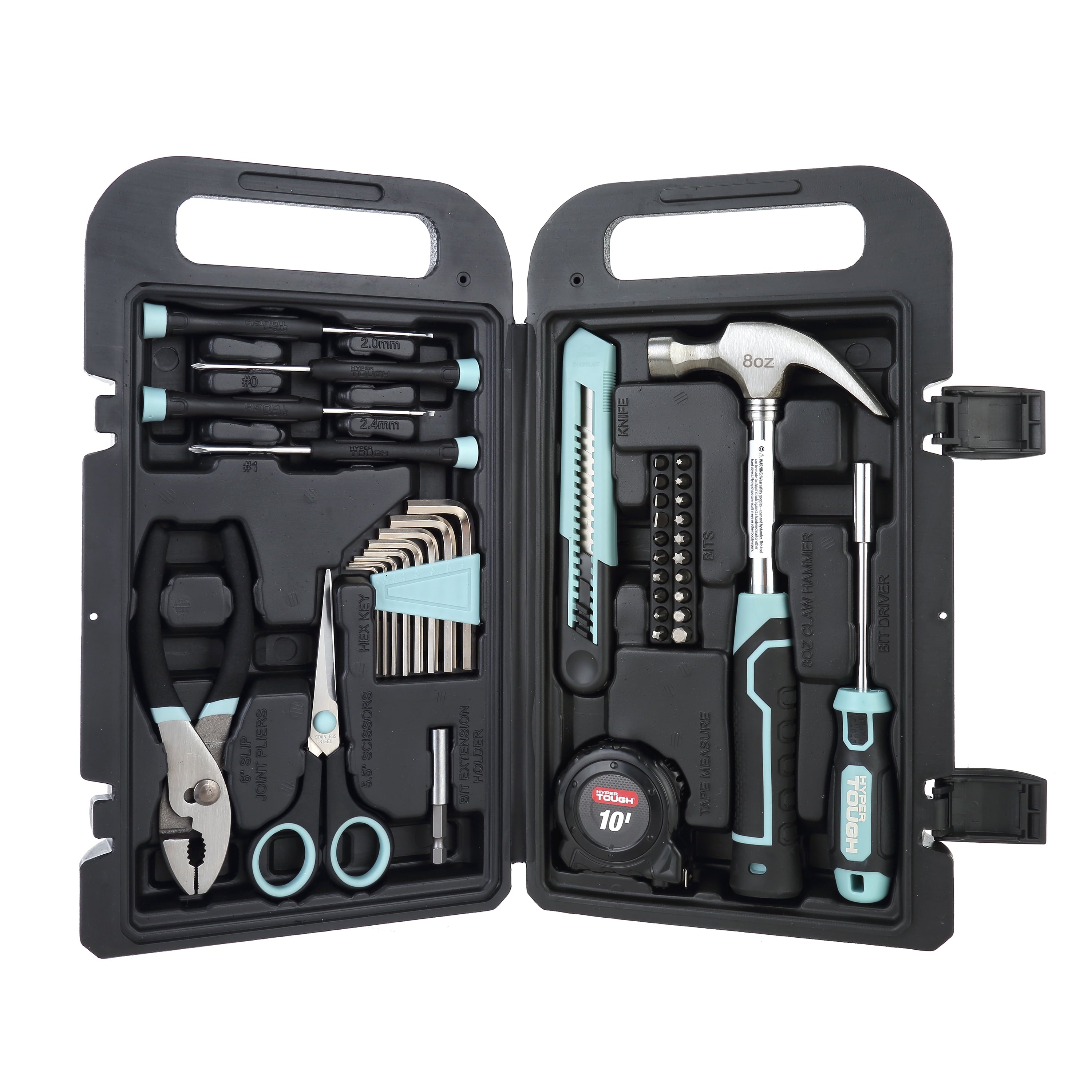 Hyper Tough 40-Piece Seafoam Household Tool Kit for Basic Repairs and DIY Projects
