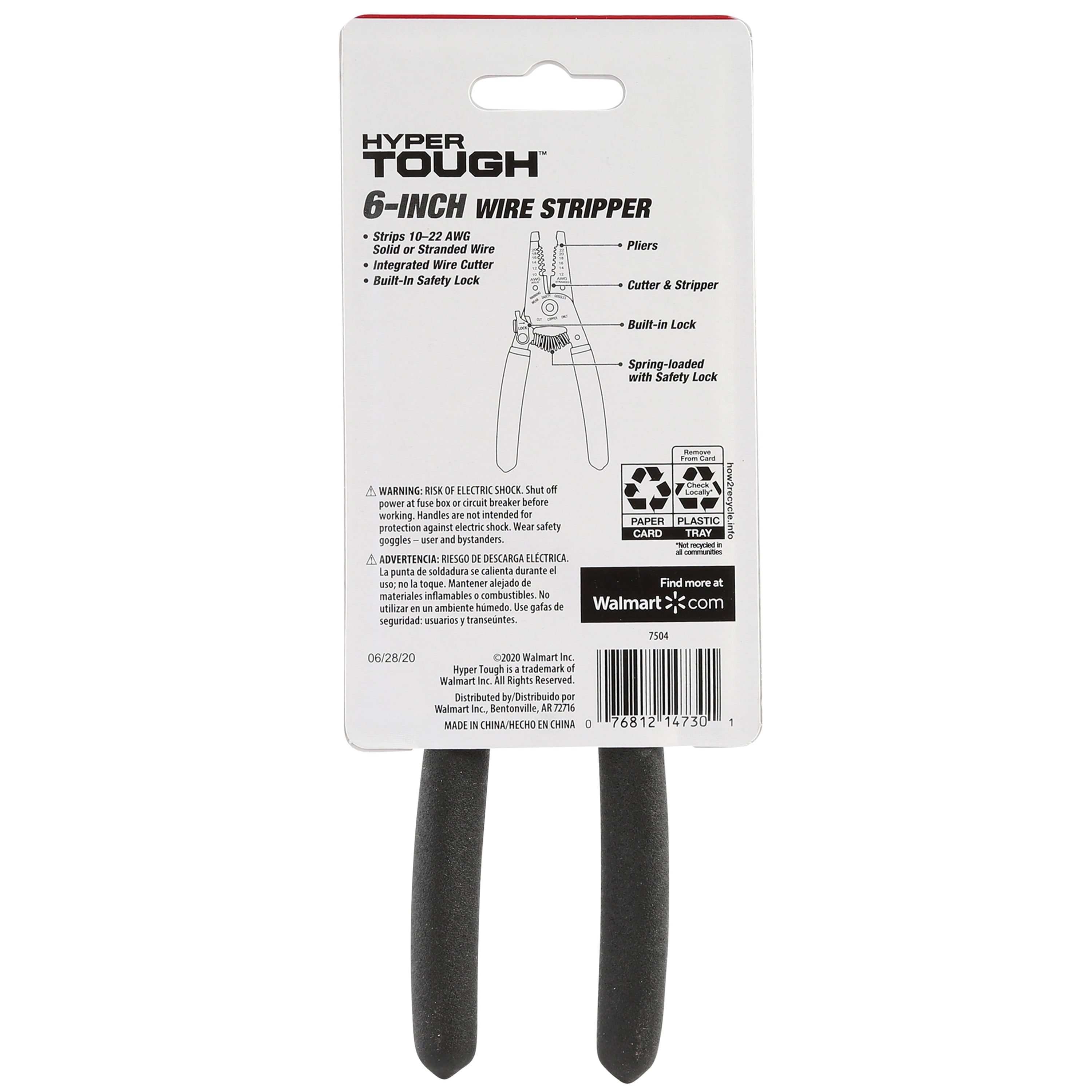 Hyper Tough New 6-inch Wire Stripper with Non-Slip Grips, 7504