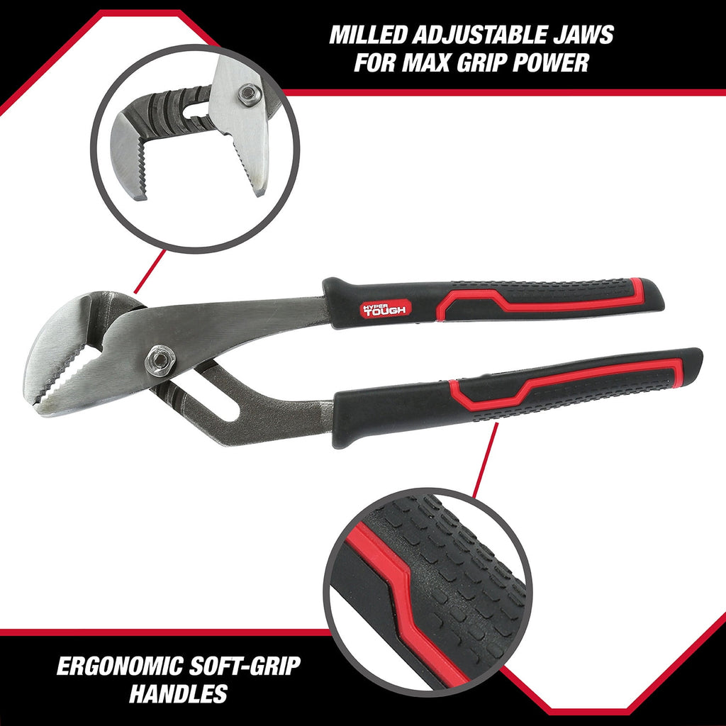 Hyper Tough 10-inch Groove Joint Pliers with Ergonomic Comfort Grips, 5178V