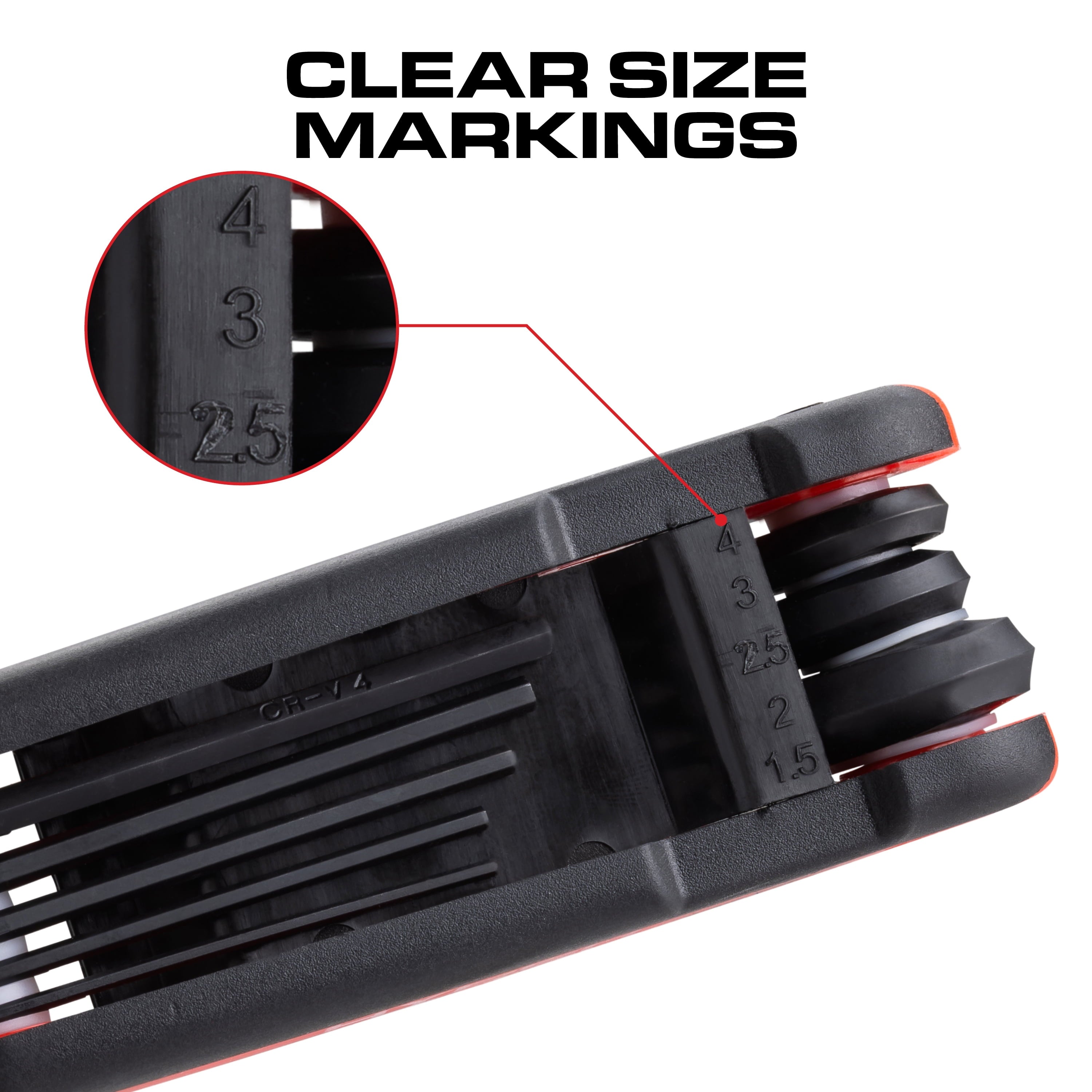 Hyper Tough Heavy-Duty Folding Metric Hex Key Set, 8 Pieces