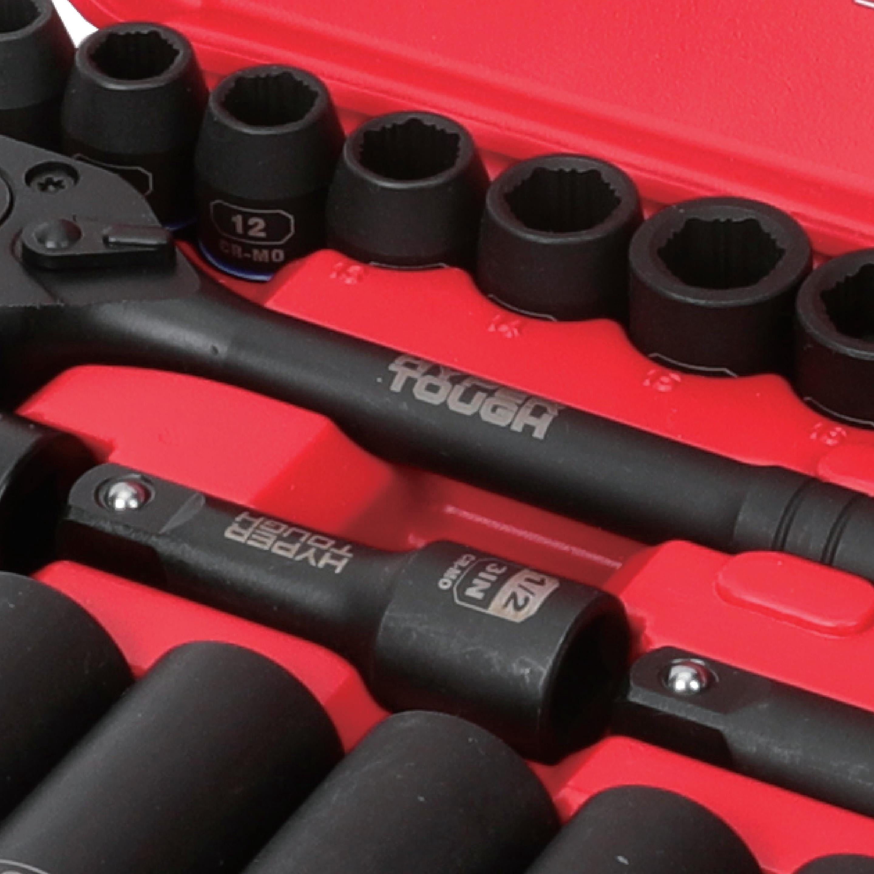 Hyper Tough 36-Piece 1/2-inch Drive Metric CRMO Impact Socket Set (mm)