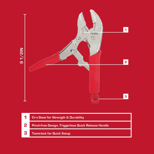 Hyper Tough 10-inch Straight Jaw Locking Plier with Triggerless Release