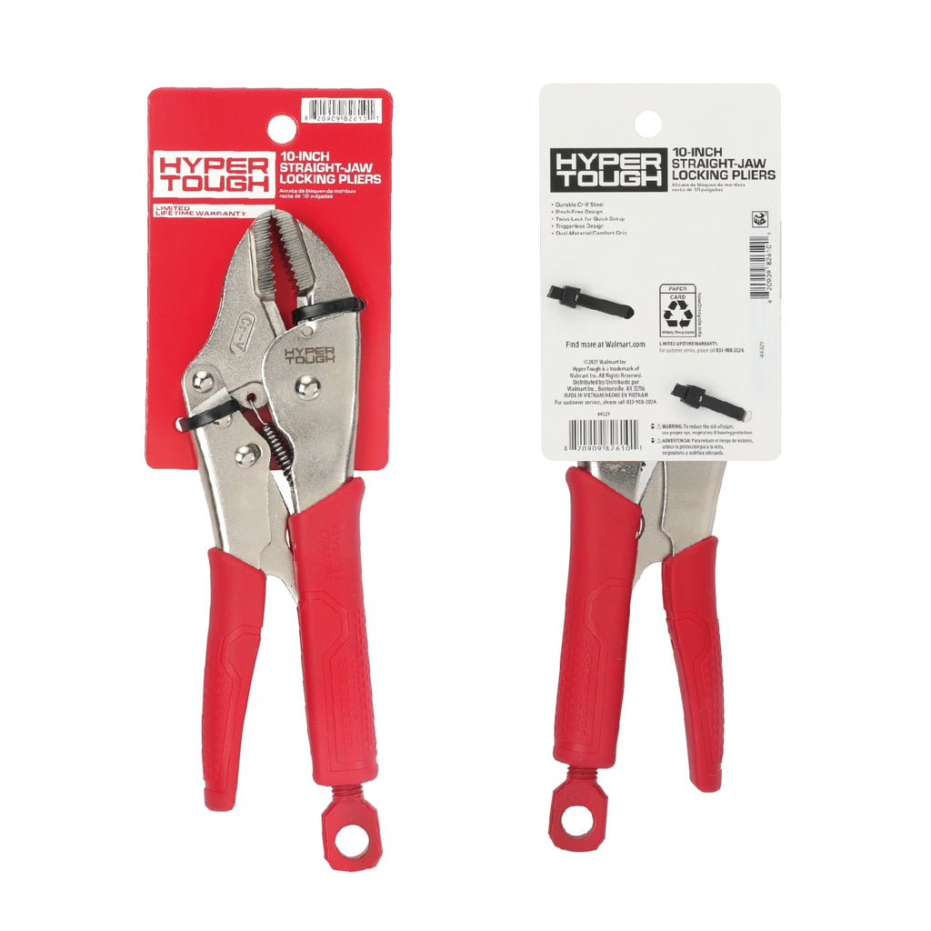 Hyper Tough 10-inch Straight Jaw Locking Plier with Triggerless Release
