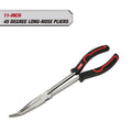 Hyper Tough 11-inch 45 Degree Long Nose Plier with Ergonomic Soft Grip Handles