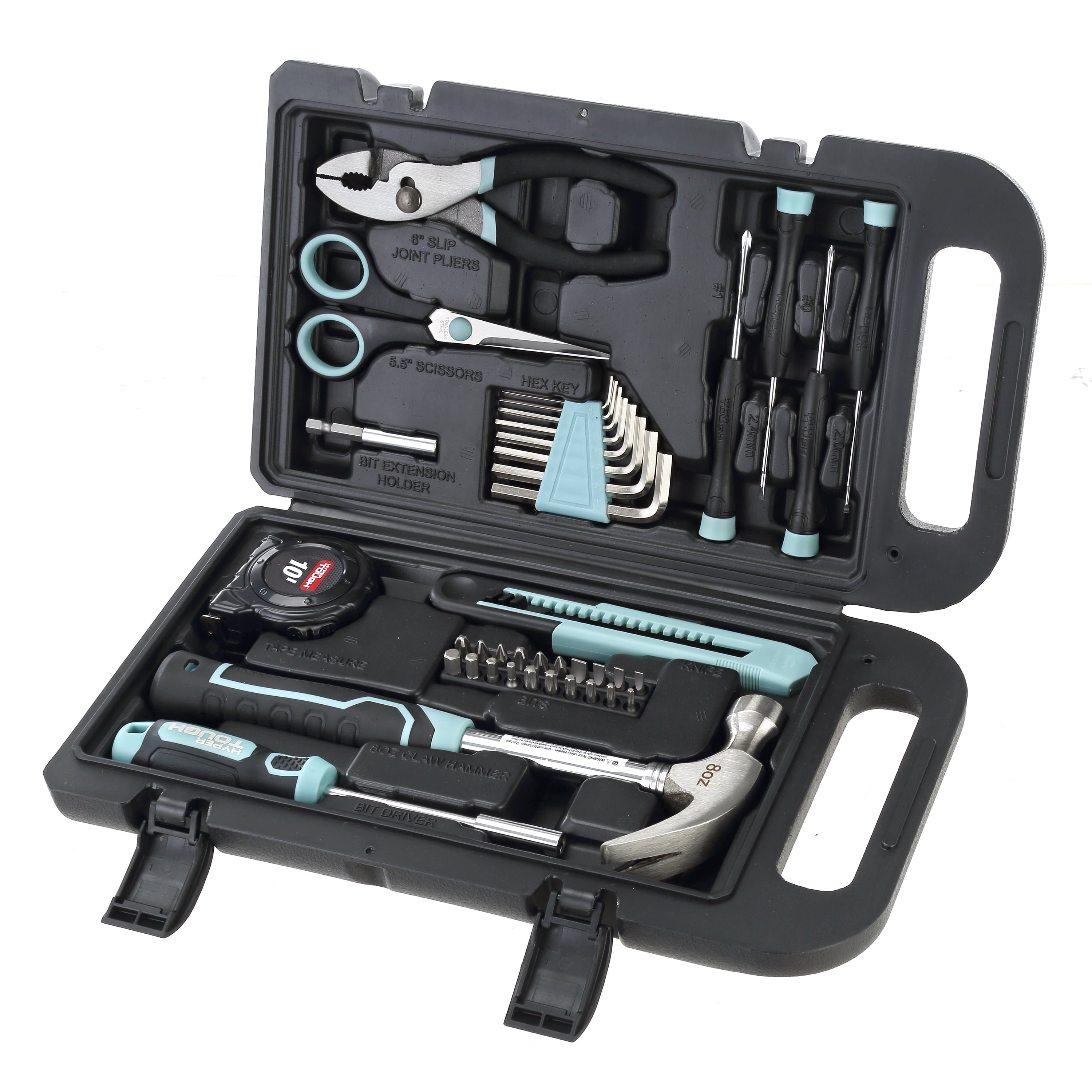 Hyper Tough 40-Piece Seafoam Household Tool Kit for Basic Repairs and DIY Projects