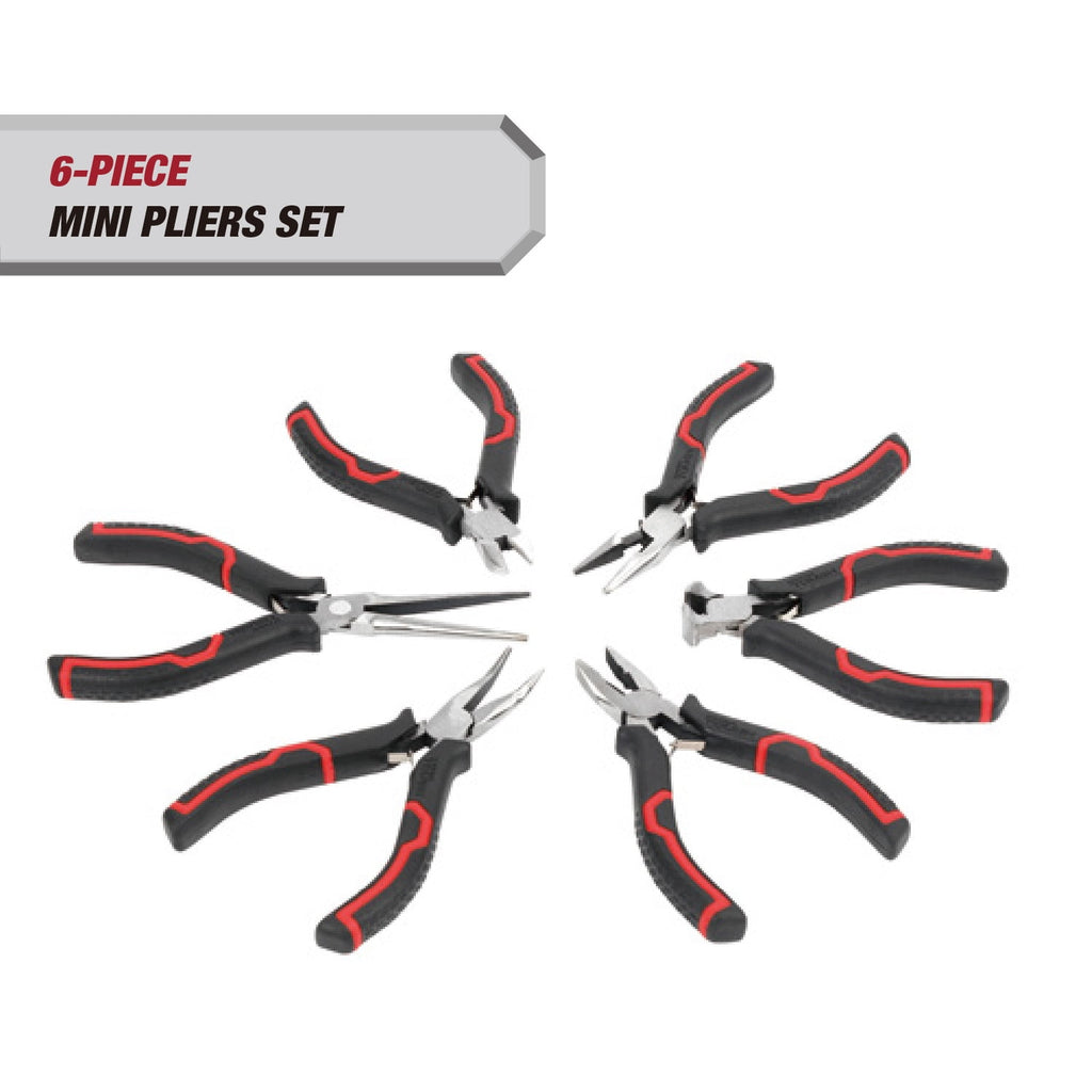 Hyper Tough 6-Piece Mini Pliers Set with Ergonomic Soft Grip Handles