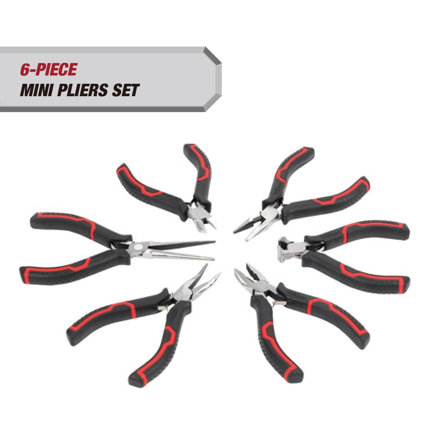 Hyper Tough 6-Piece Mini Pliers Set with Ergonomic Soft Grip Handles