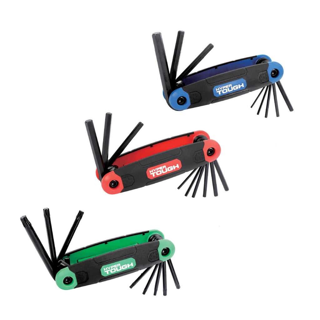 Hyper Tough 3-Pack Folding Hex Key Set with SAE Metric and Star
