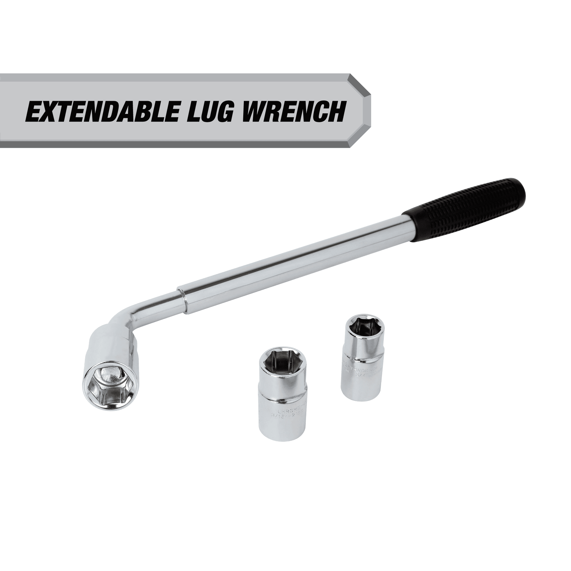 Hyper Tough Heavy Duty Extendable Lug Wrench, 15 to 22-inch Tire Iron, Chrome