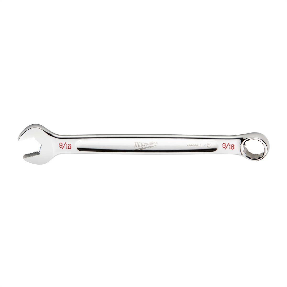 Milwaukee Tool 9/16 SAE Combination Wrench, 12-Point, Steel, Chrome, Ergonomic, I-Beam Handle