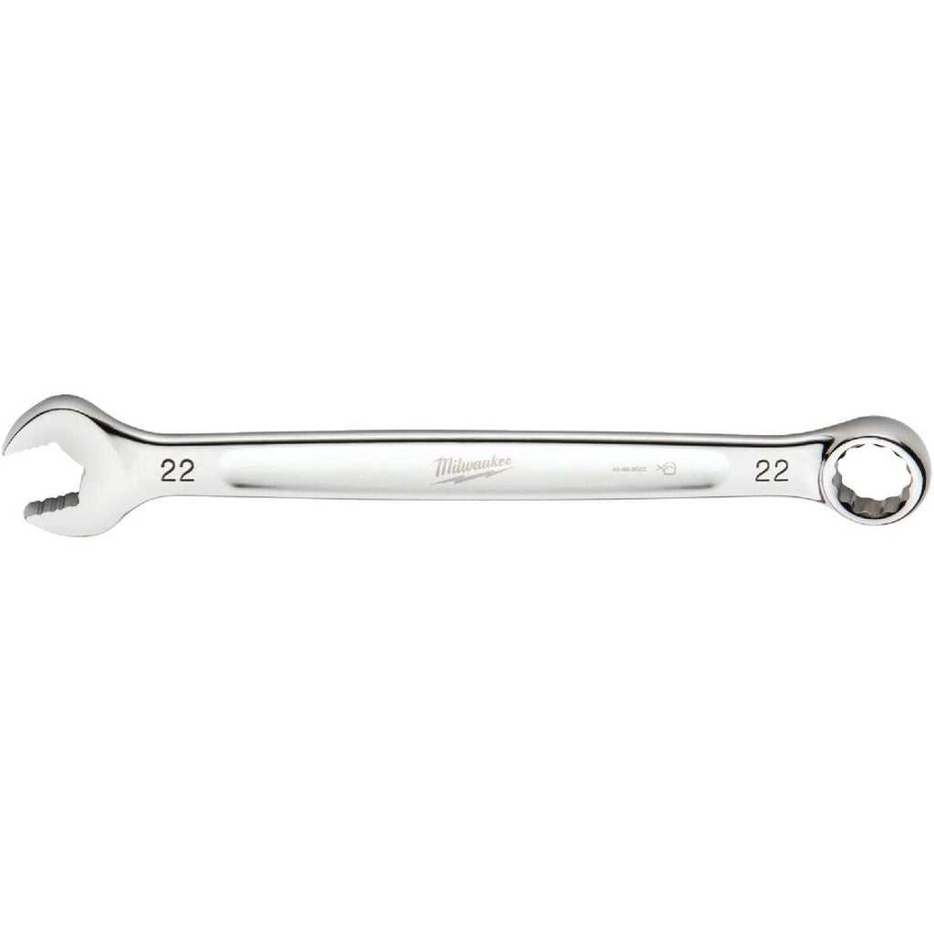 Milwaukee 45-96-9522 Combination Wrench, Metric, 22 mm Head, 11.61 in L, 12-Point, Steel, Chrome