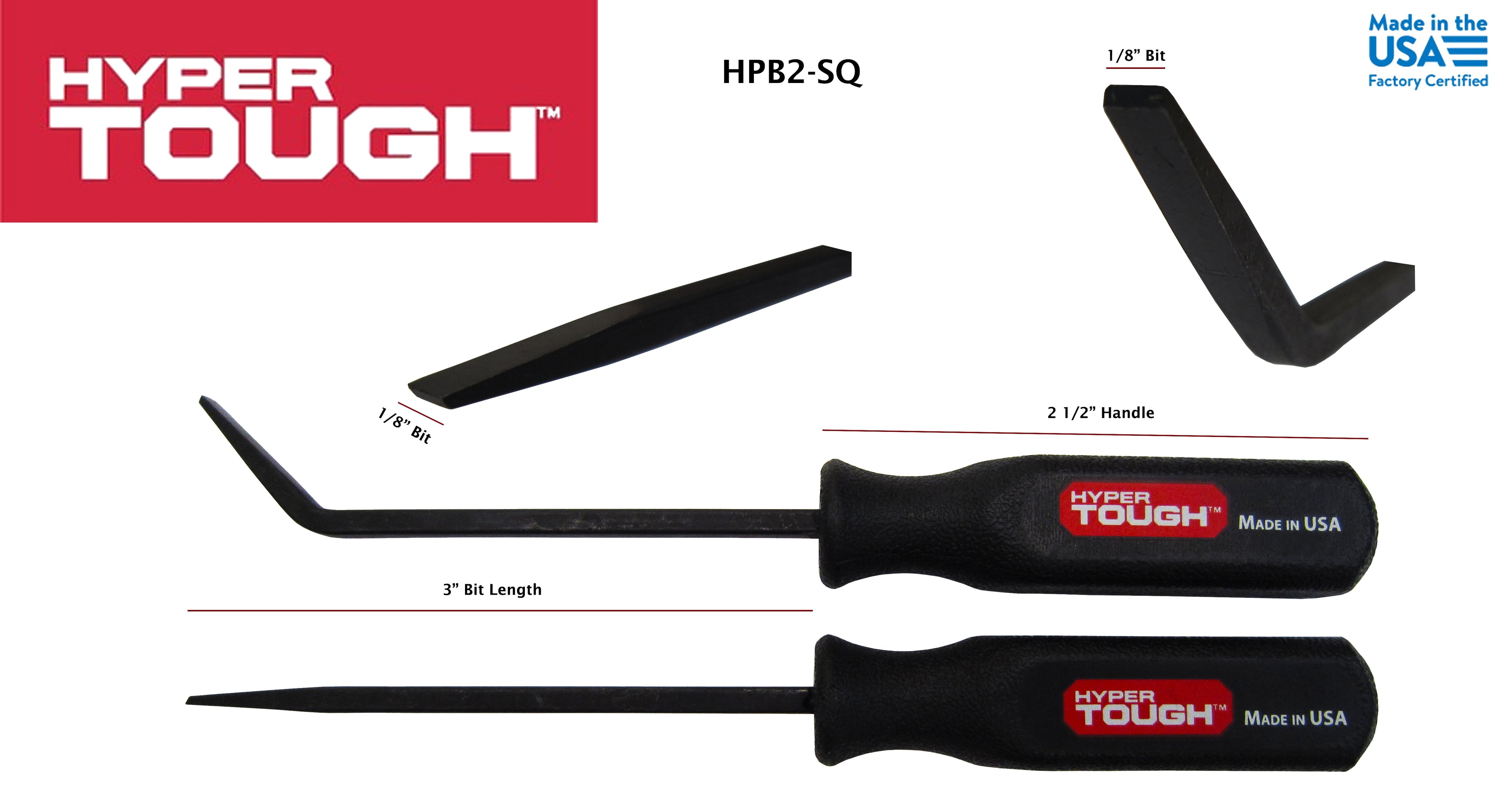 Hyper Tough Mini Handled Steel Pry Bar Set with Straight and Curved Blades