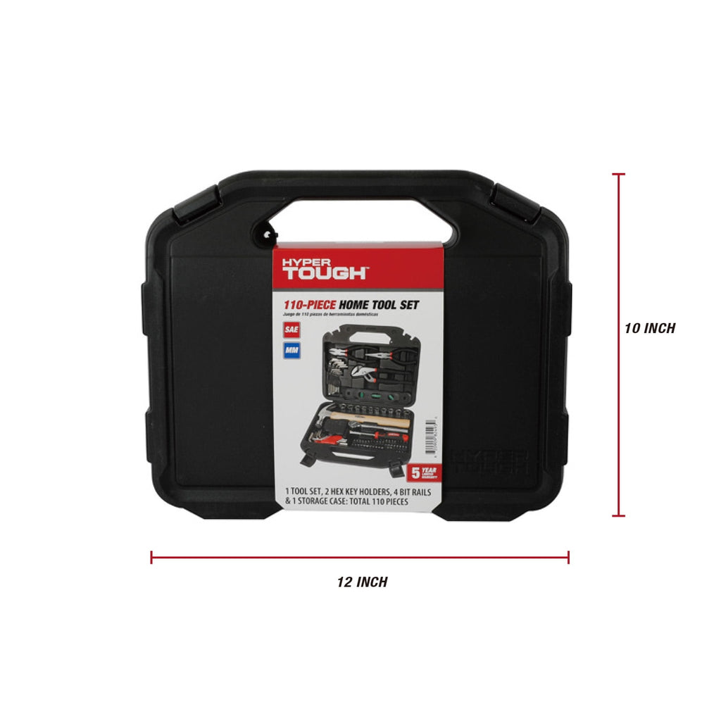Hyper Tough 110-Piece Home Project Tool Set with Storage Case