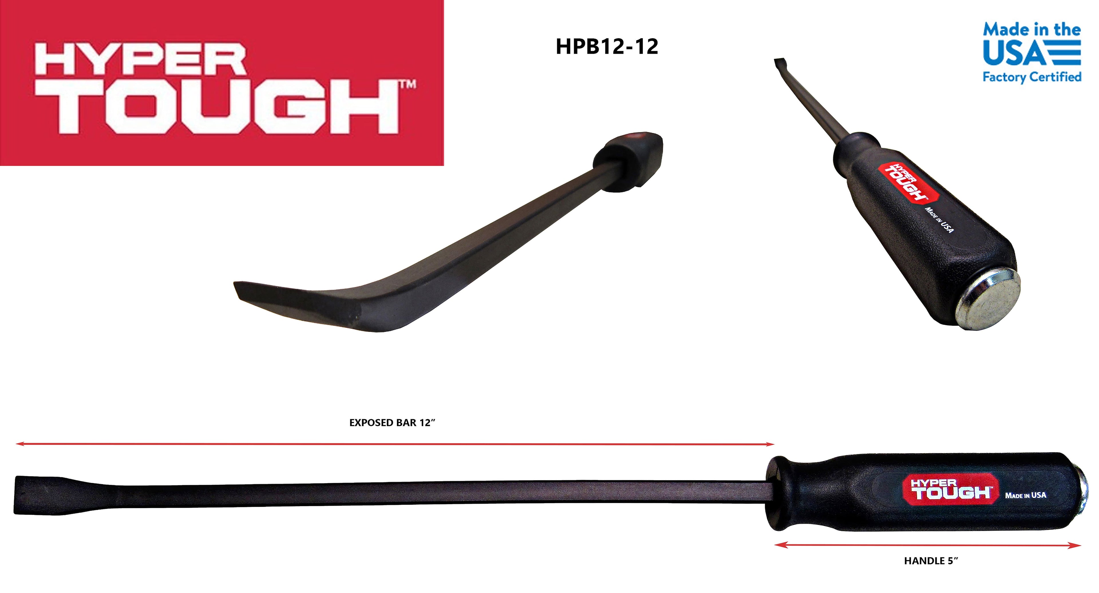 Hyper Tough 17-Inch Steel Pry Bar with Metal Striking Cap