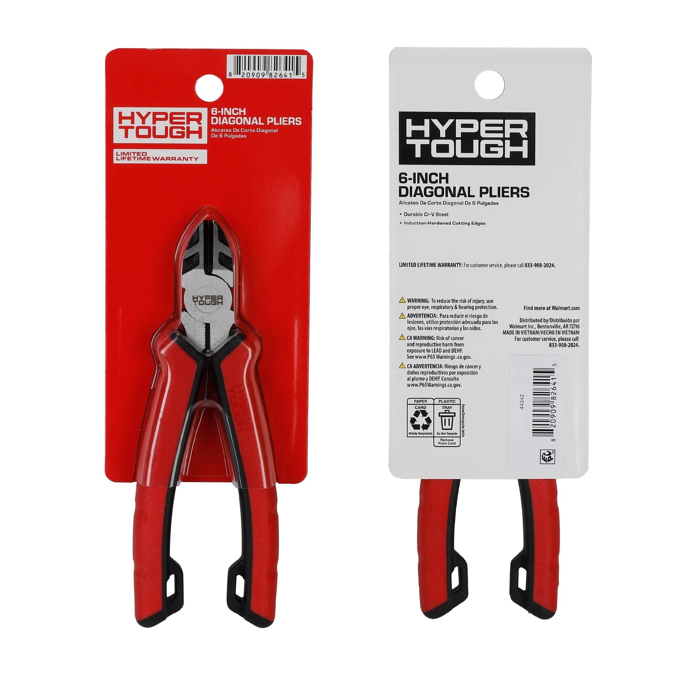 Hyper Tough 6-inch Diagonal Pliers with Dual Material Comfort Grips